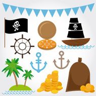 Marine Pirate Illustrations set on white background Vector