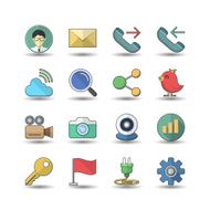 Flat color style Office &amp; Business icons set