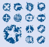 Distressed grunge design symbols elements icons
