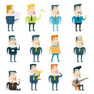 Businessman Cartoon Characters Business and Marketing Icons Set Concept Flat