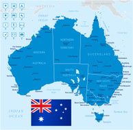 Map of Australia - states cities flag and navigation icons