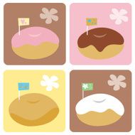 yummy sweet donut icon set