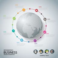 World map with pointer marks communication concept business vector