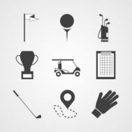 Black vector icons for golf