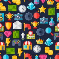 Seamless pattern with game icons in flat design style N5