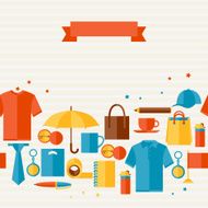 Seamless pattern with promotional gifts and souvenirs N6