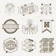 Vintage hand drawn hipster labels set 2 Vector illustration N2