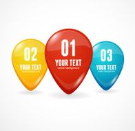 Map markers with numbers and text