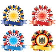 Award ribbon rosettes National flag colors