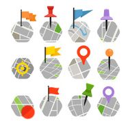 Abstract city map with symbols collection Design elements