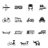 B&amp;W icons set Thailand Transportation Trips &amp; Travel