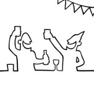 Two people partying with drinks