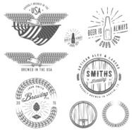 Vintage craft beer brewery emblems labels and design elements