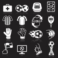 Soccer icons on black background N3