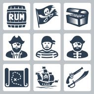Vector pirates piracy icons set