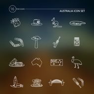 Australia icons set outline