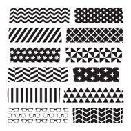 Set of colorful patterned washi tape stripes N5