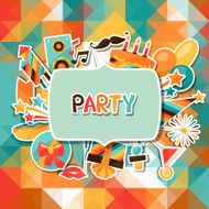 Celebration background with party sticker icons and objects N5