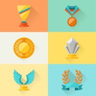 Trophy and awards in flat design style N4