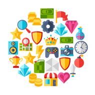 Background with game icons in flat design style N4