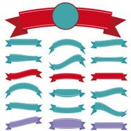 set vintage ribbon label design elements