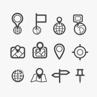Different navigation icons set with rounded corners