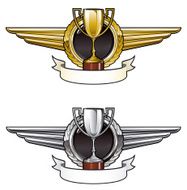 Winged emblems with cup