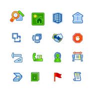 colourful building icons