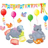 Vector cute kittens cartoons and desigh elements N2