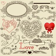 Set of valentine design elements