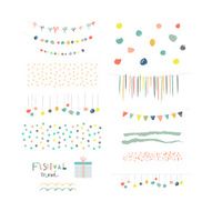 Collection of Hand Drawn Garlands Party Banners and decor elements