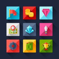 Set of game icons in flat design style