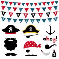 Pirate photo booth props and scrapbooking vector set