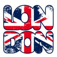 I love london Grunge Uk typographic symbol with flag Vector