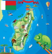 Cartoon map of Madagascar