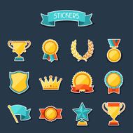 Trophy and awards stickers set