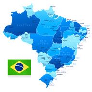 Map of Brazil - states cities and flag