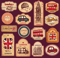 Vector set of vintage labels with London symbols