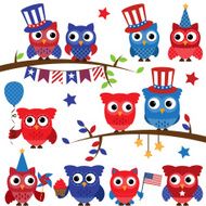 Vector Fourth of July or Patriotic Owls and Branches
