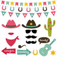 Cowboy vector design elements set