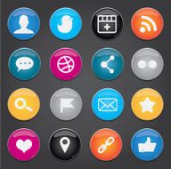 Colourful round social media icons