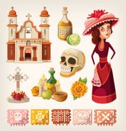 Set of items for day the dead
