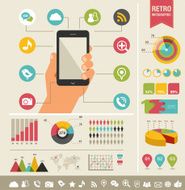 mobile phone with icons - infographic and website background N4