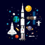 Space flat icon set