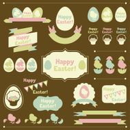 Set of Happy Easter ornaments and decorative elements N2