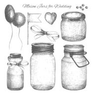 Vintage decorative glass canning jars and wedding design elements N3