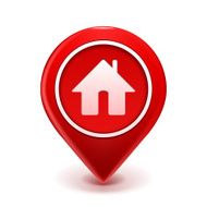 Red home icon pin vector illustration