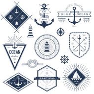 Set of nautical logos badges and labels N14