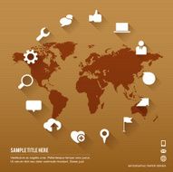 Paper Infographic world map with social media icons