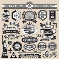 Banners badges and symbols with Made in the USA